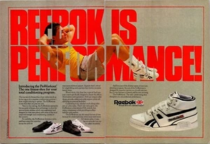 VINTAGE 1987 REEBOK TENNISSCHUHE 2 SEITEN DRUCK ANZEIGE - Bild 1 von 1