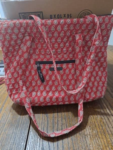 Vera Bradley Red White Blue Tote Bag Handbag  Retired Pattern Quilted Cotton - Picture 1 of 12