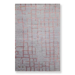 6x9 Grayish Blue Hand Knotted Modern Tibetan Modern Wool & Bamboo Silk Area Rug - Picture 1 of 9