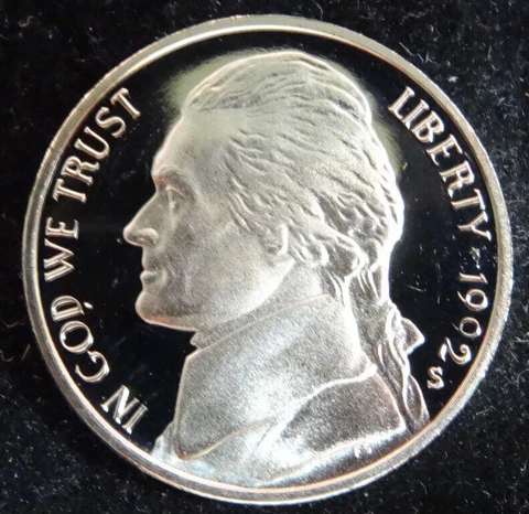 1992-S Proof Jefferson Nickel DCAM US Mint Coin 5C PR Cover