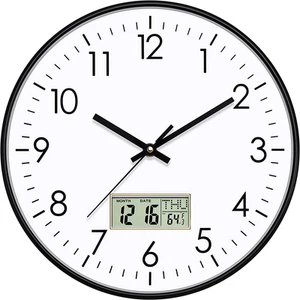 Digital Wall Clock with Date, Month, Day of Week and Temperature, 12 Inch Non-Ti - Picture 1 of 12