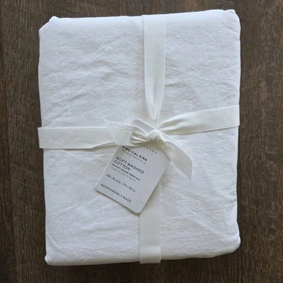 NEW Pottery Barn Soft Washed Organic Percale KING/CAL KING Duvet Cover~White - Image 1 of 2