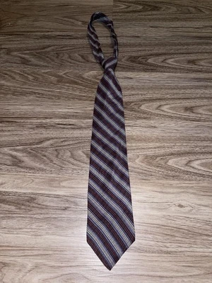 Kenneth Cole New York Tie Mens One Size Brown Blue Silk Striped Made Japan - Image 1 of 4