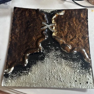 28 X 28 Vintage 90s CALABRISK GLASKONST Handmade Glass Plate Vintage 80s - Picture 1 of 3