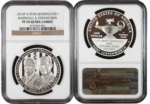 2013-P Proof $1 Silver Five Star General Commemorative NGC PF70UC - Picture 1 of 1