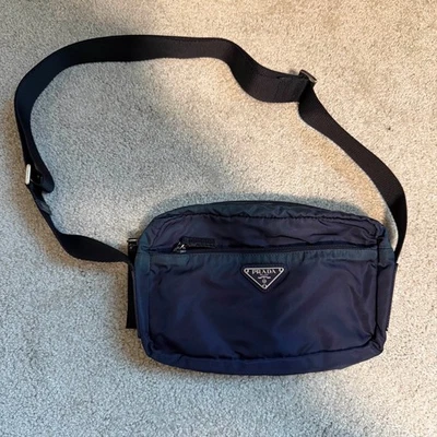 PRADA Nylon Small Shoulder Crossbody Sling Bag Blue Men’s Unisex Authentic - Image 1 of 4