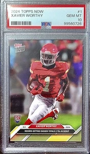 2024 Topps Now Xavier Worthy RC Graded PSA 10 GEM #1 /19260 -KANSAS CITY CHIEFS - Picture 1 of 2