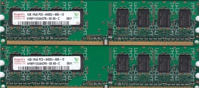 2GB 2x1GB PC2-6400 HYNIX DDR2-800 HYMP112U64CP8-S6 AB-C Desktop Ram Memory Kit - Image 1 of 4