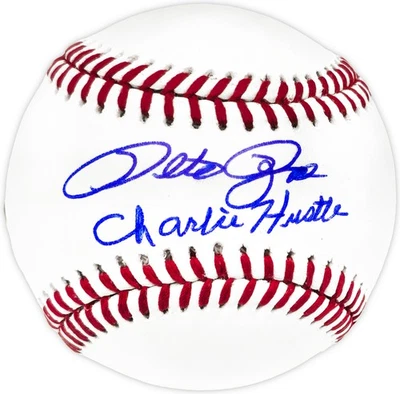 SALE! Pete Rose Signed MLB Baseball Cincinnati Reds "Charlie Hustle" Beckett Wit - Image 1 of 4