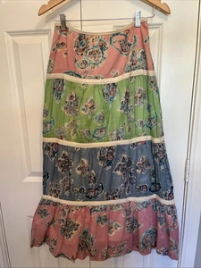 Ruth Größe 6 Stufen Maxi Bauernrock Landhaus Blumendruck alle Baumwolle hergestellt in den USA gebraucht, in einwandfreiem Zustand - Bild 1 von 9