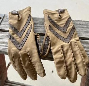 Vintage Isotoner Driving Gloves By Aris One Size Tan Brown - Picture 1 of 6