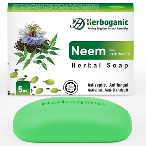 Neem & Black Seed Herbal Soap 5oz Natural Face & Body Bar Pack of 1, 3 or 6 Unis - Picture 1 of 30