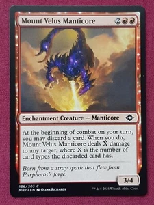 Magic The Gathering MODERN HORIZONS 2 MOUNT VELUS MANTICORE red card MTG - Imagen 1 de 2