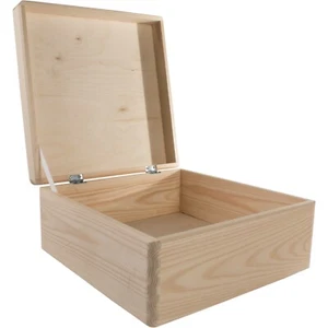 Square Wooden Storage Box With Lid Handles /Memory Trunk To Decorate 30x30x14 cm - Picture 1 of 9