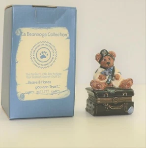BOYDS BEAR PORCELAIN KEEPSAKE BOX DR.HARRIZON GRIZ LE BEARMOGE COLL 1E/3000 - Picture 1 of 9