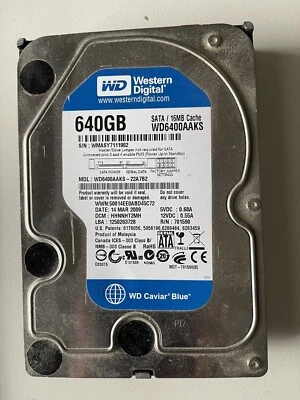 Western Digital Caviar Blue 640GB Internal 7200RPM 3.5" WD6400AAKS PC Hard Drive - Image 1 of 2