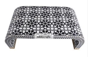 Bone Inlay Moroccan Design Coffee Table Black, Bone Inlay Moroccan center table - Picture 1 of 3