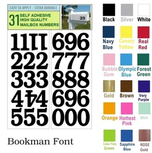 SET OF 31 1.5" HIGH SELF ADHESIVE VINYL MAILBOX NUMBERS, DOOR,LOCKERS - Bookman - Picture 1 of 7