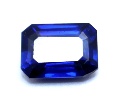 Piedra preciosa suelta certificada corte esmeralda de Ceilán zafiro azul natural de 8,15 quilates Foto 1 de 4