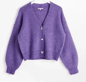 Olivar Bonas Purple Ribbed Knitted Cardigan - UK6 - Picture 1 of 3