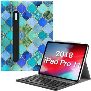 Keyboard Case for iPad Pro 11" (2018) Slim Shell Stand Cover with Pencil Holder - Picture 1 of 13