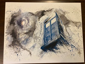 Dr. Who One of a Kind TARDIS Watercolor 22 x 17 Painting 2018 COMIC-CON New York - Picture 1 of 1