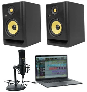 (2) KRK ROKIT 5 G4 5" Studio Monitors Speakers+USB Microphone RP5-G4 RP5G4 - Picture 1 of 12