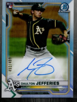 A9672- 2021 Bowman Chrome RC Autographs Refractors #BCRADJ Daulton Jefferies/499 - Image 1 of 2