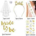 Bride To Be Veil Tiara Sash Banner Tattoos Set Hen Party Wedding Decor Chic Cute
