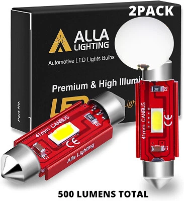 Alla Lighting 2pcs 6000K LED Map,Dome,Courtesy,Door,Trunk Light Bulb White,6411 - Image 1 of 4