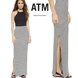 ATM Damen Maxirock XS gestreift Seitenschlitz Pull-On Stretch - Bild 1 von 6