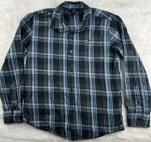 Camicia Volcom in flanella ragazzo XL con bottoni blu a quadri classica Cranmore manica lunga - Foto 1 di 11