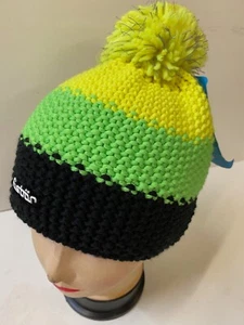 Eisbär Star Pompon Kinder Mütze schwarz grün  Bommelmütze  Wollmütze Skimütze  - Bild 1 von 1