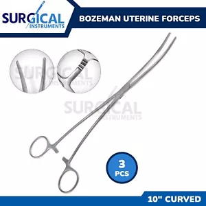 Instrumento quirúrgico BOZEMAN forceps uterinos obstetra/ginecólogo 10" curvo grado alemán - Imagen 1 de 3