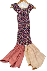 The Morgan Factory Repurposed Jumpsuit Long Pant Romper Girls Teen Small Floral - Picture 1 of 12