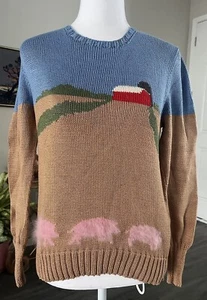 Suéter De Colección Ruth Hornbein Nueva York Novedad Granero Granja Animal Angora Cerdo Xs S - Imagen 1 de 8