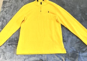 Polo Ralph Lauren Fleece Shirt Boys XL Yellow Ribbed Performance Logo 1/4 Zip - Picture 1 of 5