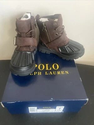 Polo Ralph Lauren Oslo High Boots Leather Rubber Capped Toe Toddler Size 7 - Image 1 of 4