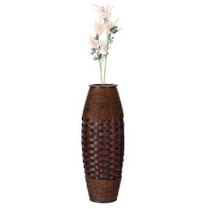 New Floor Vase For Entryway or Living Room, Bamboo Rope, Brown 26" Tall - Picture 1 of 8