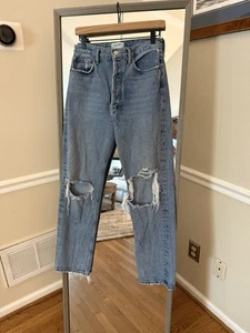 Pantalones de mezclilla AGOLDE años 90 cintura pellizcada desgastados tiro alto lavado claro talla 27 - Imagen 1 de 5