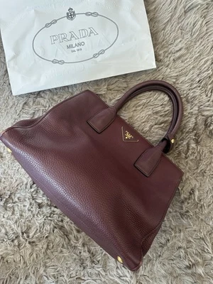PRADA Leather Handbag (Burgundy) Excellent Condition - Image 1 of 4