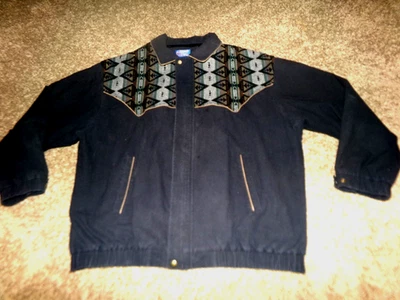 VINTAGE MENS PENDLETON HIGH GRADE WESTERN COTTON NATIVE AZTEC JACKET COAT XXL - Image 1 of 4