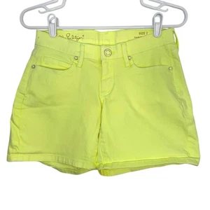 Lilly Pulitzer Neon Yellow Shorts Womens Size 2 South Ocean Short Summer Resort - Picture 1 of 7