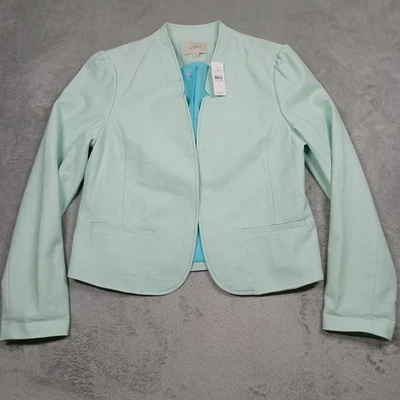 Blazer Loft Mujer Grande Verde Profesional Preppy Negocios Mezcla Algodón Nuevo con Etiquetas Foto 1 de 4