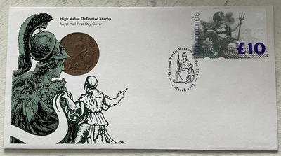 GB QEII 1993 £10 Britannia Definitive RM FDC national Postal Museum SHS Cat £60 - Image 1 of 4