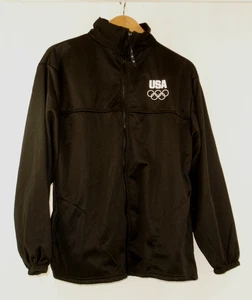 United States Olympic Committee Black Full Zip Jacket Large White Logo - Picture 1 of 7