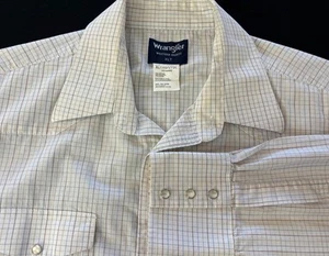 Wrangler Western Hemd XLT weiß Karos Perlen Druckknöpfe Rodeo 90s TALL Langarm - Bild 1 von 9