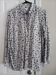 J Jill Love Linen Sise M Button Up Shirt Gray Top 100% Linen - Picture 1 of 3