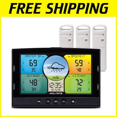 Multi-Room Wireless Weather Station with Color Display & Indoor/Outdoor Sensors - Image 1 of 4