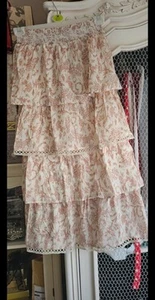 River Island Skirt Lace Trim Floral Shirred Vintage Size 10 New with Tags - Picture 1 of 7